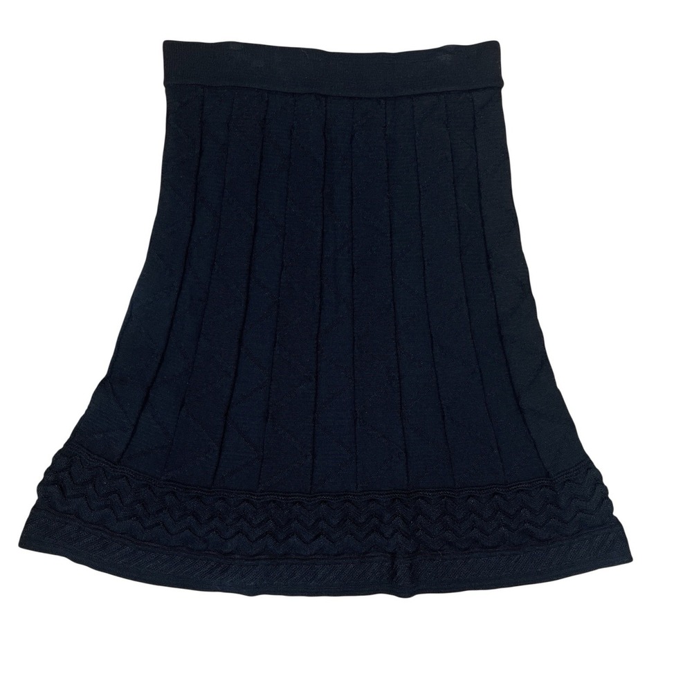 M Missoni Wool Blend Skirt US 4 IT 40 Black Zig Zag Jacquard Knit A-Line